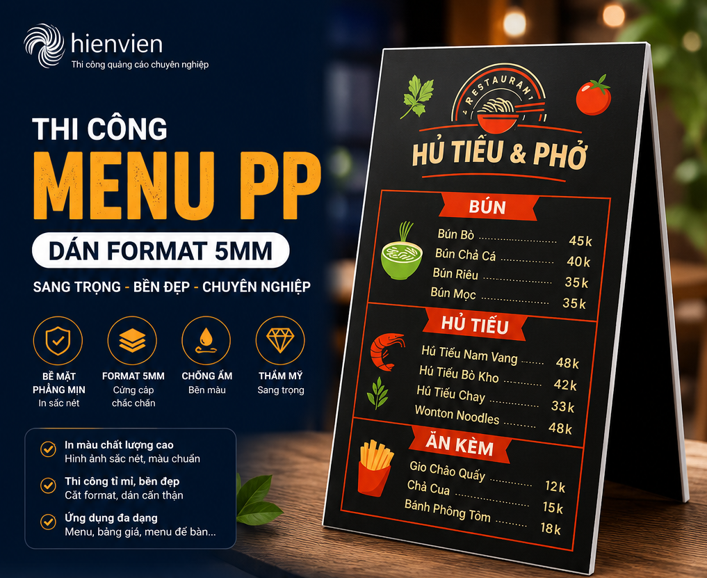 In Menu Nhựa PVC Chống Nước Tây Ninh – Bền Đẹp, Giá Tốt