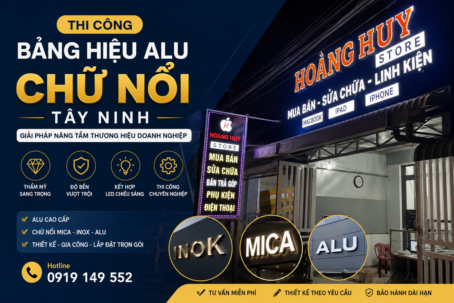 Thi Công Bảng Hiệu Alu Chữ Nổi Tây Ninh – Đẹp, Bền, Chuyên Nghiệp